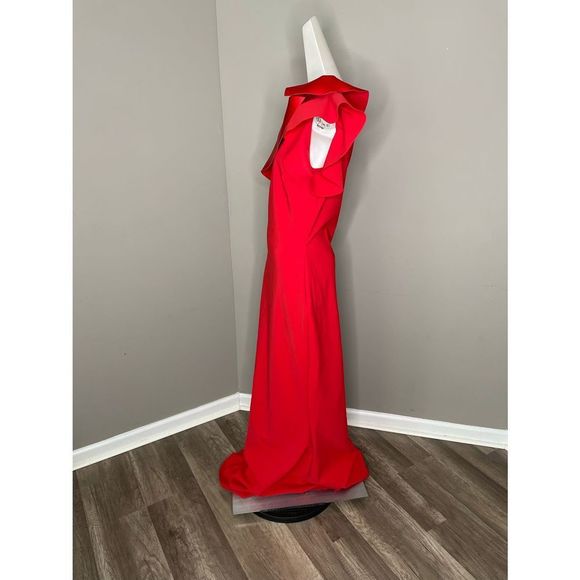 NWT Chiara Boni Kika Ra Ruffled One-Shoulder Trumpet Gown 48(12) $1090 - Picture 7 of 10